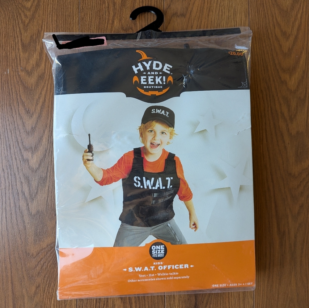 Hyde & Eek! S.W.A.T. Officer Costume Black OSFM NWT